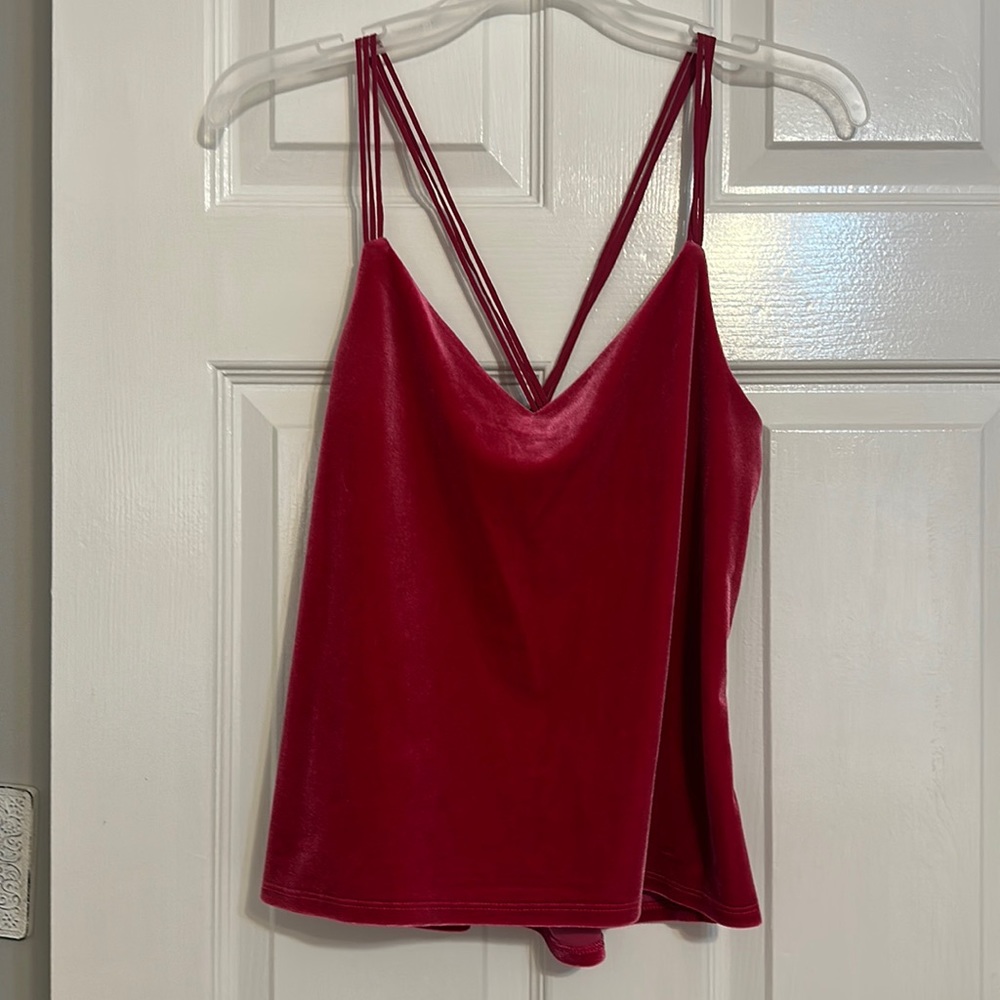 Express cross back velvet tank top